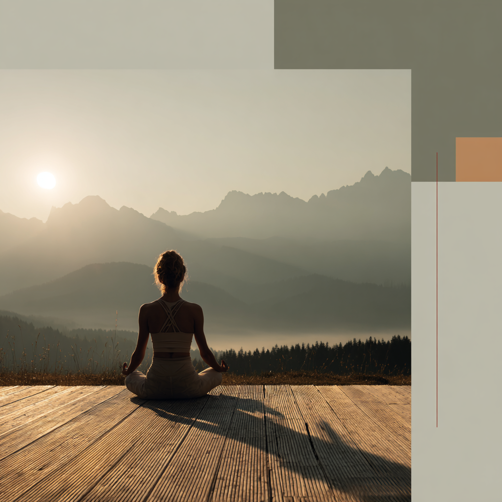 Жінка медитує в позі лотоса на природі